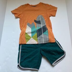 Tea Collection Surfboard Tee Shirt & Teal Blue Shorts Outfit Set